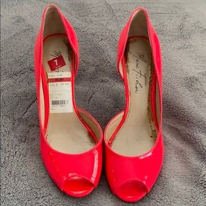 Bright orange open toed heels